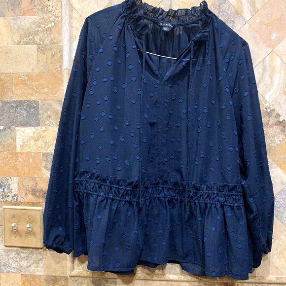 Zac and Rachel Navy Sheer Blouse XL - Picture 1 of 3